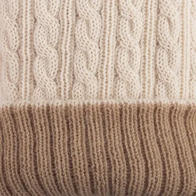 Alternate image for Ivory and Brown 100 Alpaca Reversible Fingerless Mittens Sand Sky