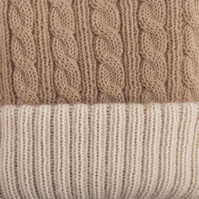 Alternate image for Ivory and Brown 100 Alpaca Reversible Fingerless Mittens Sand Sky