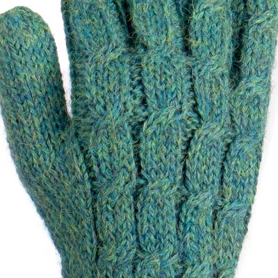 Alternate image for 100 Alpaca Gloves in Jade from Peru Winter Delight in Jade