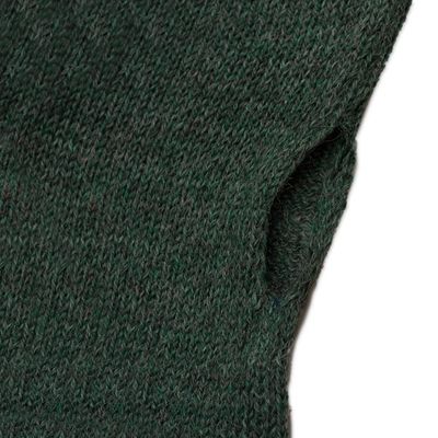 Alternate image for 100 Baby Alpaca Loden Green Knit Fingerless Mitts From Peru Luscious Twist in Green