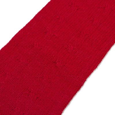 Alternate image for Red 100 Baby Alpaca Cable Knit Fingerless Mitts from Peru Luscious Twist in Poppy