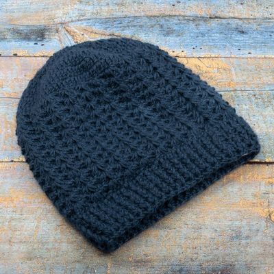 Alternate image for Caribbean Blue 100 Alpaca Hat Crocheted in Peru Caribbean Blue