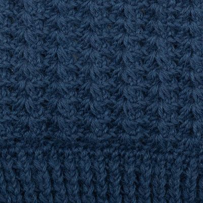 Alternate image for Caribbean Blue 100 Alpaca Hat Crocheted in Peru Caribbean Blue
