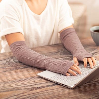 Alternate image for Dusty Rose 100 Baby Alpaca Cable Knit Fingerless Mitts Luscious Twist in Dusty Rose