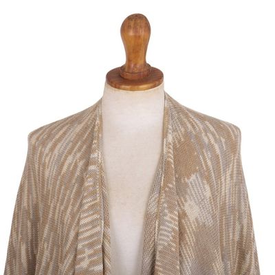 Alternate image for Textured Knit Alpaca Blend Ruana in Brown Beige and Grey Mountain Minerals