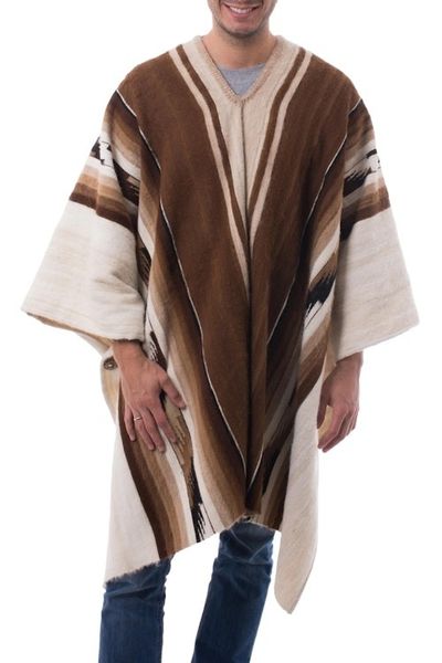 Alternate image for Mens Handowen Alpaca Wool Poncho Inca Chief