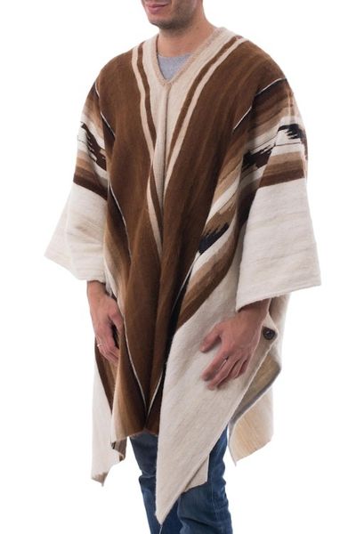 Alternate image for Mens Handowen Alpaca Wool Poncho Inca Chief