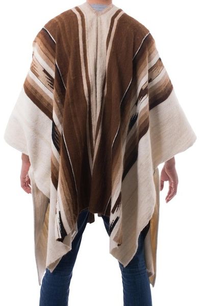 Alternate image for Mens Handowen Alpaca Wool Poncho Inca Chief