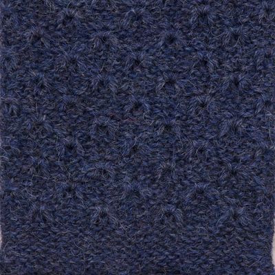 Alternate image for Patterned 100 Baby Alpaca Fingerless Mitts from Peru Passionate Pattern in Indigo