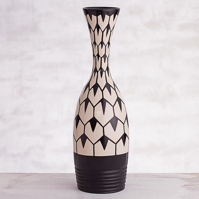Alternate image for Hexagon Motif Chulucanas Ceramic Decorative Vase from Peru Chulucanas Rain