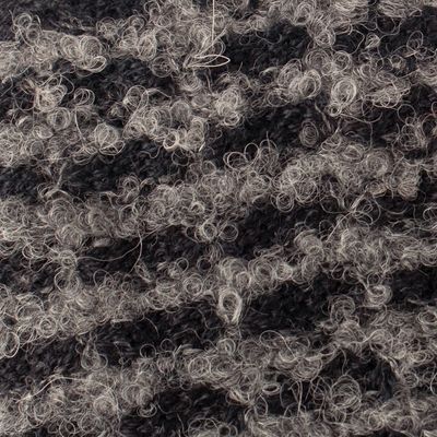 Alternate image for Square-Pattern Black and Grey Alpaca Blend Fingerless Mitts Night Squares