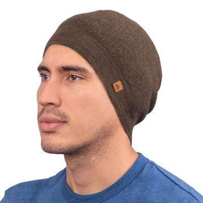 Alternate image for Unisex Soft Alpaca Blend Knit Hat in Sepia Brown Sepia Minds