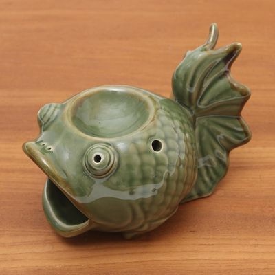 Alternate image for Green Ceramic Koi Fish Oil Warmer Wide-Eyed Koi