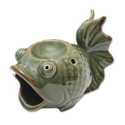 Alternate image for Green Ceramic Koi Fish Oil Warmer Wide-Eyed Koi