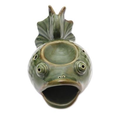 Alternate image for Green Ceramic Koi Fish Oil Warmer Wide-Eyed Koi