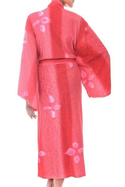 Alternate image for Womens Fair Trade Indonesian Red Batik Robe Kissed by Crimson