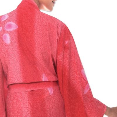 Alternate image for Womens Fair Trade Indonesian Red Batik Robe Kissed by Crimson
