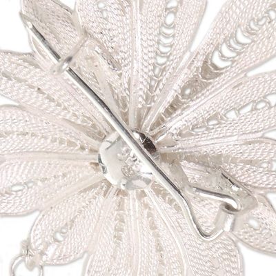 Alternate image for Sterling silver brooch pin Flower on Fire