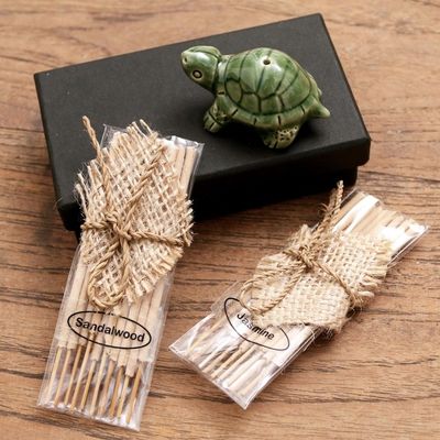 Alternate image for Ceramic Incense Set with Turtle Motif Balinese Turtle