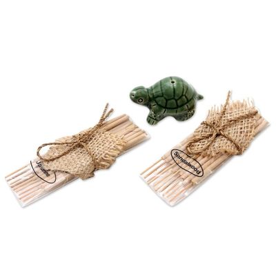 Alternate image for Ceramic Incense Set with Turtle Motif Balinese Turtle
