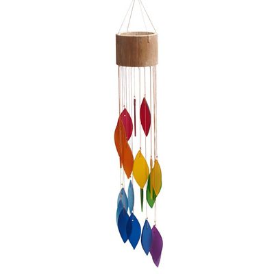 Alternate image for Handcrafted Bamboo and Glass Wind Chime in Rainbow Hues Summer Blast