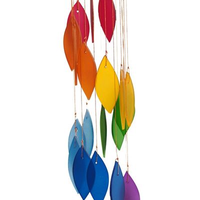 Alternate image for Handcrafted Bamboo and Glass Wind Chime in Rainbow Hues Summer Blast