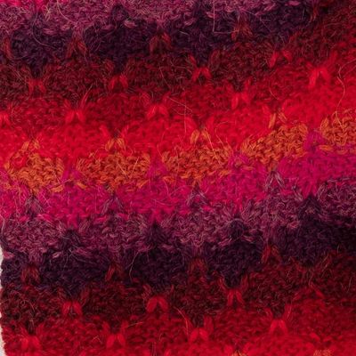 Alternate image for Knit Red Brown and Purple 100 Baby Alpaca Fingerless Mitts Seven Color Mountain