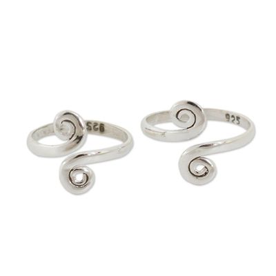 Alternate image for Handcrafted Sterling Silver Toe Rings from India Pair Luminosity