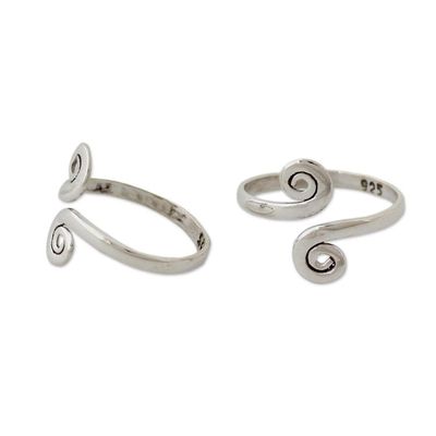 Alternate image for Handcrafted Sterling Silver Toe Rings from India Pair Luminosity