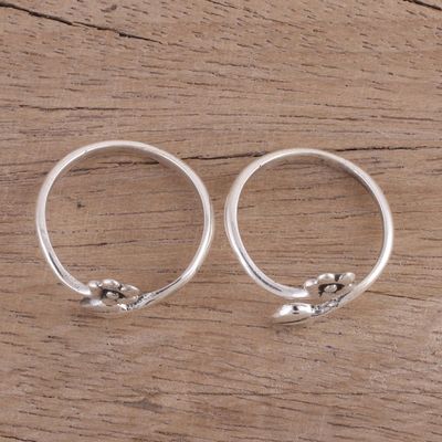 Alternate image for Unique Toe Rings with Flower Wrap Design Pair Flower and Leaf