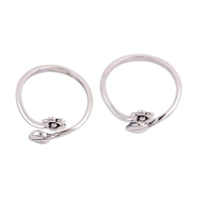 Alternate image for Unique Toe Rings with Flower Wrap Design Pair Flower and Leaf