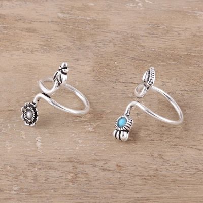 Alternate image for Cultured Pearl and Sterling Silver Toe Rings from India Twin Glory