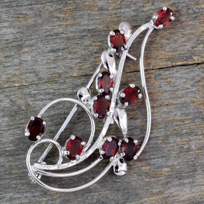 Alternate image for Floral Garnet and Sterling Silver Brooch Pin My Bouquet