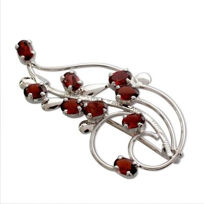 Alternate image for Floral Garnet and Sterling Silver Brooch Pin My Bouquet