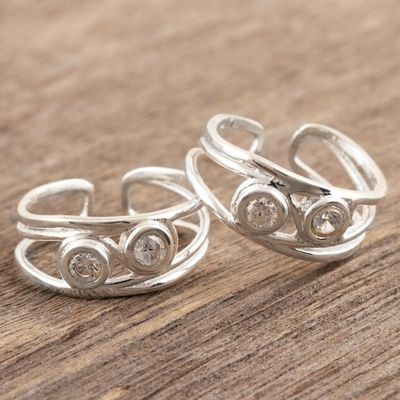 Alternate image for Sterling Silver and CZ Toe Rings Crafted in India Cute Sparkle
