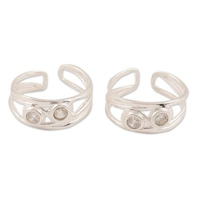 Alternate image for Sterling Silver and CZ Toe Rings Crafted in India Cute Sparkle