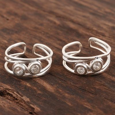 Alternate image for Sterling Silver and CZ Toe Rings Crafted in India Cute Sparkle