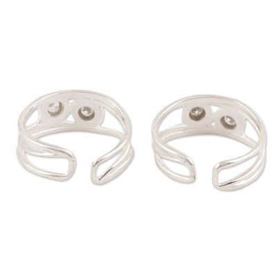 Alternate image for Sterling Silver and CZ Toe Rings Crafted in India Cute Sparkle