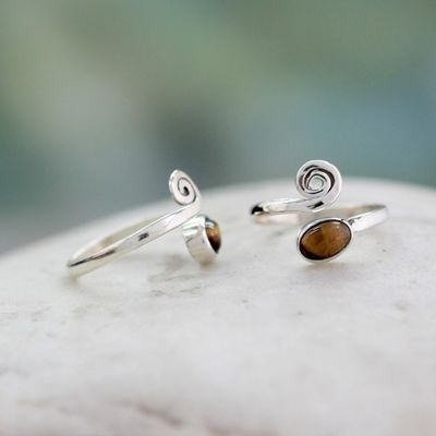 Alternate image for Tigers Eye Sterling Silver Toe Rings from India Pair Insight