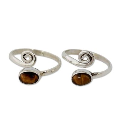 Alternate image for Tigers Eye Sterling Silver Toe Rings from India Pair Insight