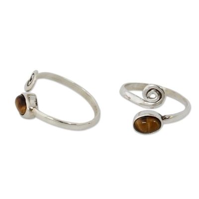 Alternate image for Tigers Eye Sterling Silver Toe Rings from India Pair Insight