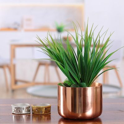 Alternate image for Handcrafted Polished Decorative Copper Flower Pot from India Copper Charm