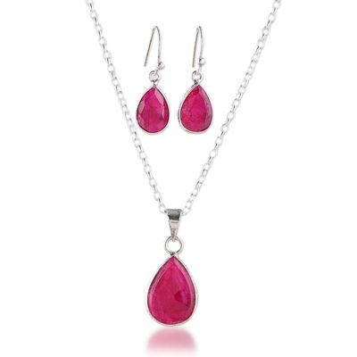 Alternate image for 18-Carat Faceted Ruby Necklace and Earrings Jewelry Set Blissful Ruby