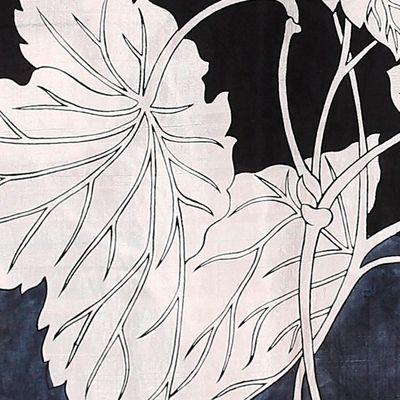 Alternate image for Hand-Painted Bordered Silk Shawl with Leaf Motif from India Snow Clad Leaves