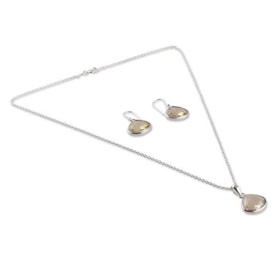 Alternate image for Quartz Sterling Silver Necklace and Earrings Jewelry Set Sparkling Princess