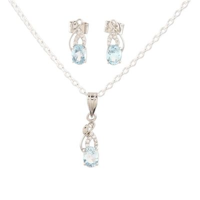 Alternate image for Rhodium-Plated Blue Topaz and Cubic Zirconia Jewelry Set Peppy in Blue