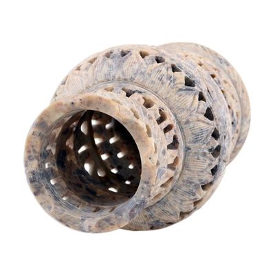 Alternate image for Decorative Soapstone Elephant and Floral Vase Royal Symphony