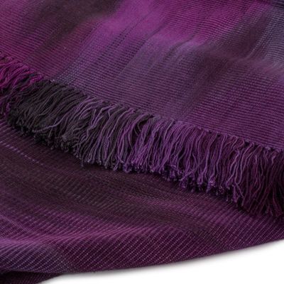 Alternate image for Backstrap Loom Purple Rayon Handwoven Poncho Ethereal Lilac