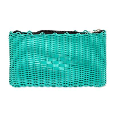 Alternate image for Recycled Central American Turquoise Cosmetic Bag Textured Turquoise