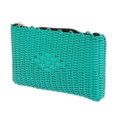 Alternate image for Recycled Central American Turquoise Cosmetic Bag Textured Turquoise